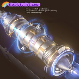 Travel Electric Baby Bottle Brush Set with Electric Bottle Cleaner and Water Bottle Brush and Nipple/Straw Brush,Milk Frother and Drying Rack(Purple)