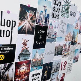 REMIFA Travel Wall Collage Kit – 50 Urban Posters for Dorm Room Decor Wall Posters, Aesthetic City Pictures Wall Decor for College Girls, Dorm Small Posters,4x6 Inch