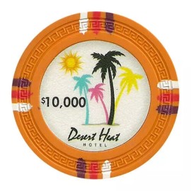 50 Orange $10000 Desert Heat Poker Chips - Buy 2, Get 1 Free - Mix & Match!