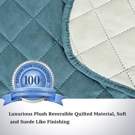 Loveseat Covers Loveseat Slipcover Reversible Quilted Furniture Protector with Elastic Straps Slip Resistant Furniture Cover for Dogs Seat Width Up to 46" (Loveseat, Smoke Blue/Beige)