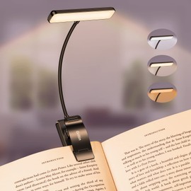 Gritin Gritin Leselampe Buch Klemme, USB Wiederaufladbare Buchlampe mit 19 LEDs, 3 Farbtemperatur Modi, Lange Laufzeit, Stufenlose Helligkeit Klemmlampe, 360° Flexibel Klemmleuchte für Nachtlesen ins Bett