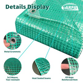 TARPAL 6'x8' Clear Green Tarp Heavy Duty Waterproof 12mil with Grommets or Zip Ties for Small Greenhouse for Outdoors Garden,Farm,Chicken Coops