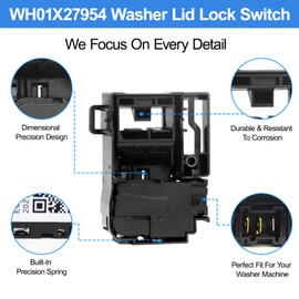 WH01X27954 Washer Lid Lock Switch Replacement for GE Hotpiont Top Load Washer,Door Lock Replacement 290D1580P004 290D1580P002 290D1580P001 WH01X26114 WH01X24114,for GE Washing Machine Parts