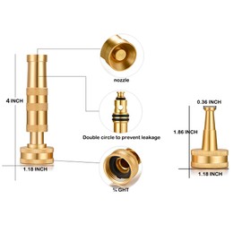 YELUN Brass Hose Nozzles, Heavy Duty Adjustable Twist Hose Nozzle & Jet Sweeper Nozzle 2 Pack