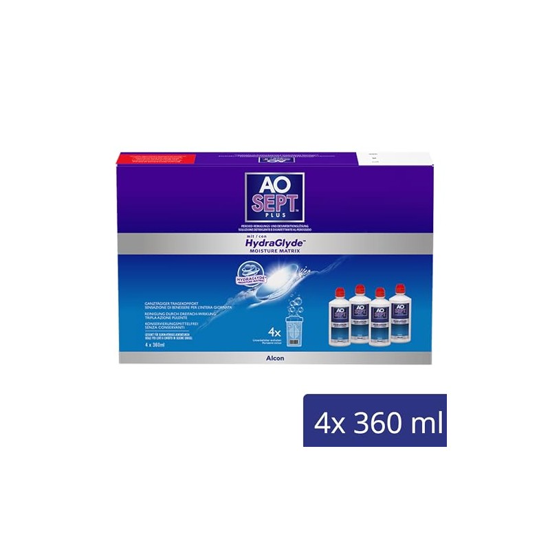 Aosept Plus mit Hydraglyde contact lens care solution, system pack,