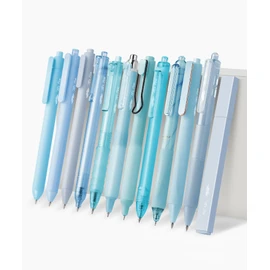 Mr. Pen- Gel Pen Set, 12 Pack, Pastel Blue Barrels, 1 x Aesthetic Highlighter, 0.5mm Black Ink Gel Pens for Journaling