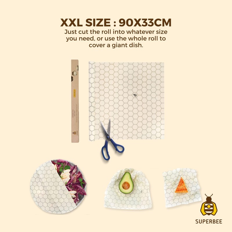 SUPERBEE Beeswax Wrap Roll XL, Reusable Beeswax Wrap for Food,