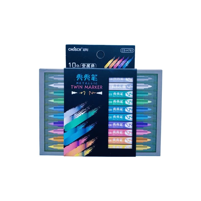 Plumón Dual Tip Brush Punta Pincel Metalicos Lettering