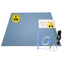Minadax ESD Computer Table Mat Antistatic 60 x 30 cm Premium Quality Includes Cuff + 2.4 m Extension + ESD Earth Plug