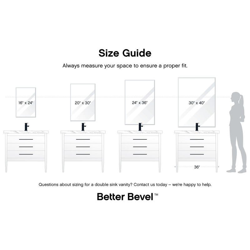 Better Bevel Frameless Rectangle Mirror | 30" x 36" Bathroom