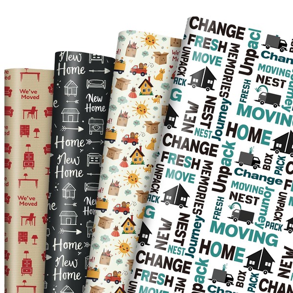 Pineraap Moving Wrapping Paper 12 Sheets We’ve Moved Themed Housewarming