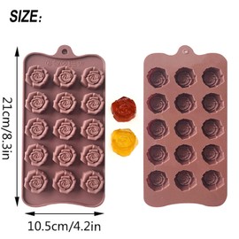 OMDBAGD 2 Pack Valentine's Day Silicone Molds Chocolate Candy Mold Rose Flower Baking Molds Non-stick Silicone Tray Fancy Shapes for Fat Bombs, Caramels, Jello, Gummy, Truffles, Ice Cubes