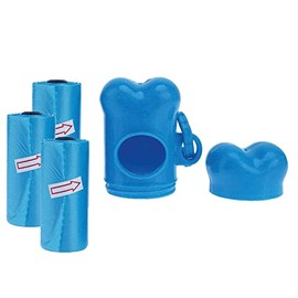 Dartakan Bone Dispenser Bag (Includes 3 Refills), Dog Poop Bags (Light Blue, Red)
