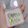 Square Fake Toenails Cat Eyes Press On Toenails Short Green
