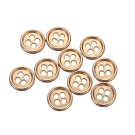 sourcing map 10pcs Metal Sewing Button, 10mm 4-Hole Round Suit Shirts Coats Clothes Sewing Buttons for Decoration Craft, Gold
