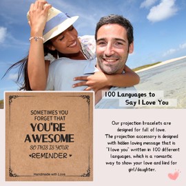 YELUWA I Love You 100 Language Bracelet for Girl Women, Christmas Xmas Birthday Gifts for Teen Girls Women Teenage Best Friend Female Cool Cute Unique Small inspirational Gifts idea Jewelry Present