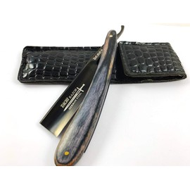 Tachi Black Titanium Coated Straight Razor Natural Wood handle Handmade Sharp, Steel Straight Edge Blade Vintage classic,Barber Old school