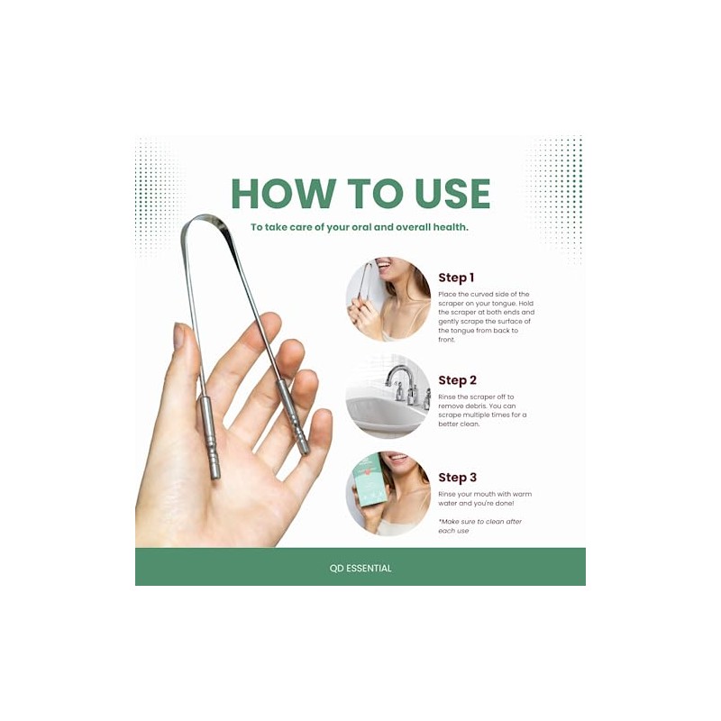 Rascador De Lengua De Acero Inoxidable Para Adultos Con Estuche