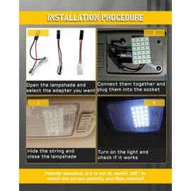 Panel LED cúpula de luz 5050 Chipset para lectura interior del coche, luces de cortesía para maletero, con adaptadores Festoon BA9S T10 de 12 V, color blanco, paquete de 6