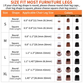 8 PCS Extra Large Chair Leg Protectors with Felt, Chair Leg Caps, Felt Furniture Chair Pads, Floor Protectors for Chairs, Bar Stools Leg Protectors, Chair Leg Cups Covers (Fit 1.3-1.7", Clear)