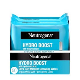 Neutrogena Hydro Boost - Toallitas limpiadoras micelares ultrasuaves con ácido hialurónico, toallitas desmaquillantes hidratantes que eliminan la suci