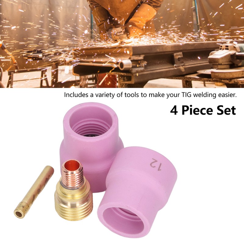 4Pcs TIG Welding Accessory Set Ceramic Nozzle 2.4mm Gas Lens