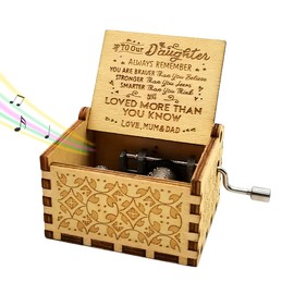 Micteney Daughter Music Box from Mum and Dad,Daughter Gifts from Mum and Dad,Wooden Hand Crank Music Box From Mum and Dad to Daughter,Mum Dad Daughter Gift (Mum & Dad to daughter)