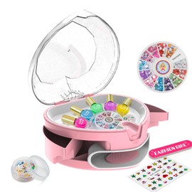 Dkinghome Nail Art Kit Kinder, Wasserbasis Nagellack für Kinder Spielzeug Alter 6 7 8 9 10 11 12 Mädchen Nägel Lack-Sets Nägel Salon Craft Kits für Mädchen Geburtstag Weihnachten Geschenke Pink