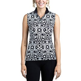 Kastel Denmark Sleeveless Moisture Wicking Base Layer Women's Activewear| Women Sun Protection Clothing UPF 30+ | 1/4 Zip Womens Golf, Equestrian, Outdoor Apparel Black and White