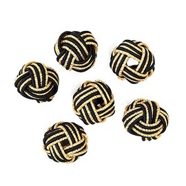 MH000590-020 Gold Filled Ball Knot Black Decoration Material, 6 Pieces, Water Drawing Ornament