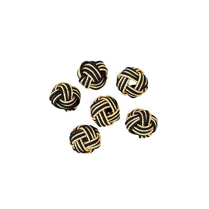 MH000590-020 Gold Filled Ball Knot Black Decoration Material, 6 Pieces,