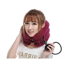 D-drempating Neck Stretcher For Home Use, Air Pump Type, Air Massage, High Quality Suede, Neck/Shoulder Stiffness, pink