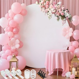 White Round Backdrop Cover 7.2ft- Adjustable Polyester Circle Arch Backdrop Cover for Wedding Birthday Party Photography Decoratio