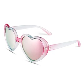 COASION Red Heart Sunglasses for Women Polarized Heart Shaped Glasses Cute Eyewear (Multicolor/Pink Mirror)