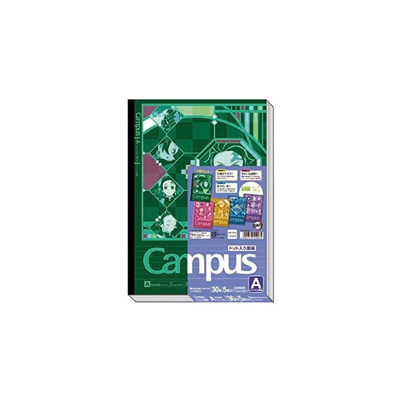 Showa Note Demon Slayer Campus Notebook, Dotted A-Ruled, 5 Pack