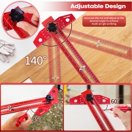 Adjustable Woodworking Scriber Marking Line Ruler, Aluminum Alloy Sliding T-Square Ruler, Aluminum Alloy Sliding T-Square Ruler, Precision Line Drawing aid Ruler with Angle Adjustment Scale