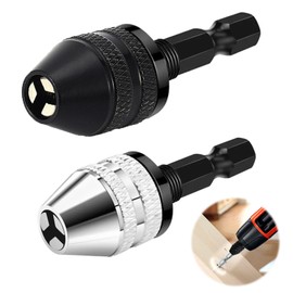 2pcs Keyless Drill Chuck Conversion Tool Adapter 0.3-6.5mm, 1/4 Inch Hex Shank Keyless Drill Chuck Quick Change Converter Screwdriver Driver Adapter for Micro Bit Adapter Air Screw Driver Manul Drill