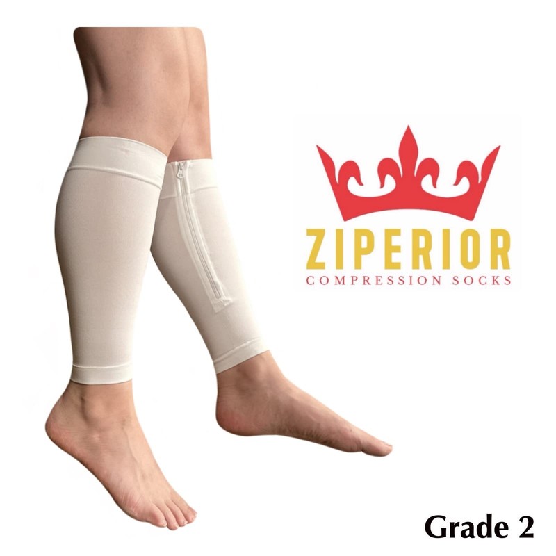 Ziperior Inside Leg 20-30 mmHg Compression Shin Calf No Foot
