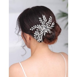 Deniferymakeup Bride Silver Wedding Hair Comb Rhinestone Bridal Hair Piece Crystal Hair Accessories for Women and Girls