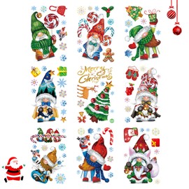 Zueyen 9 Sheets Christmas Stickers, Window Stickers Christmas, Reusable Cartoon PVC Double-Sided Stickers for Home School Party Window Decoration (Gingerbread Man)