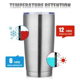MEWAY Vaso de 597 ml 20 onzas con tapa y pajita, vaso de café de acero inoxidable de doble pared a granel, aislado al vacío, taza de café duradera con recubrimiento en polvo,1 paquete