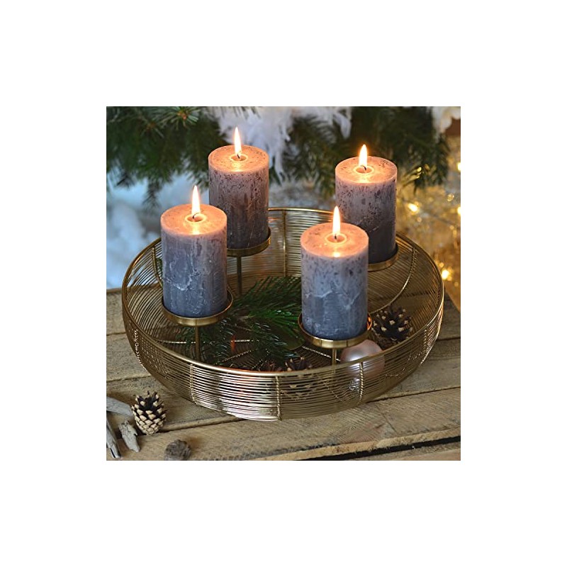 Adventskranz Kerzenhalter Metall Gold Ø 36cm modern deko