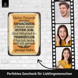 LANOLU Retro Tin Sign Friends Will Adult Vintage Metal Signs with Sayings, Shabby Chic Decorative Kitchen and Garden, Funny Metal Signs 15 x 20 cm