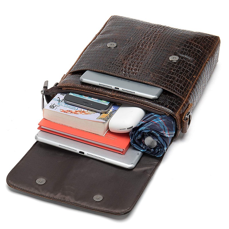 NIUCUNZH Leather Flap Messenger Bag for Men Small Crossbody Shoulder