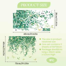 Joynine Wall Tattoo Hanging Green Leaves Vine White Flowers Wall Sticker Butterfly Wall Sticker Spring Decoration Wall Decor Wall Sticker for Living Room Bedroom Sofa Background Children's Room