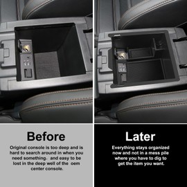 Hugeek Center Console Organizer Tray Compatible with Mazda 2017-2025 CX-5 CX5 Accessories Armrest Storage Box ABS Console Insert Tray Container (Black Mat)
