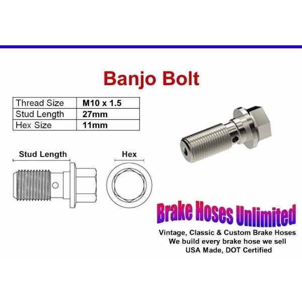 Brake Hoses Unlimited BANJO BOLT - M10 x 1.5 -