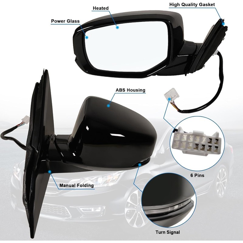 Lqito Left Driver side mirror Fits 2013-2017 Honda accord Honda