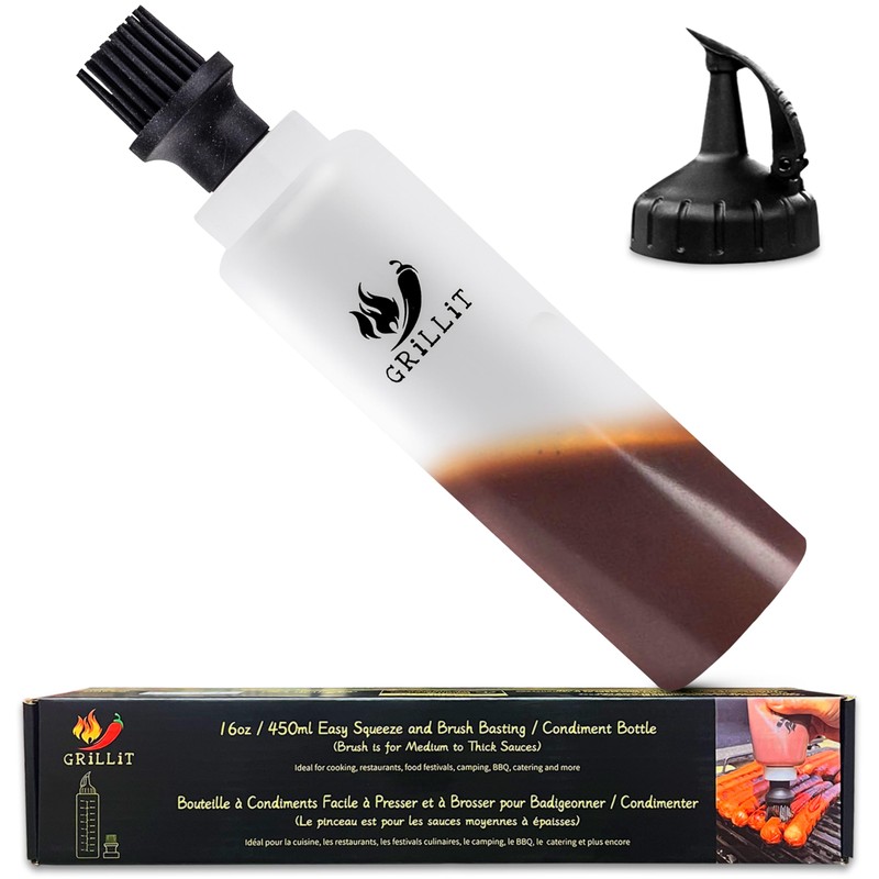 Silicone Basting Brush & BBQ Sauce Bottle - 16 oz