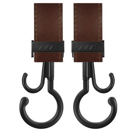 e.x.p.japon PP Baggy Hook, Mat BK - Synthetic Leather, Brown, 360 Degree Rotation, Double Hook, Stroller, Luggage Hook, Load Capacity: Approx. 132.3 lbs (60 kg), Stroller Hooks, Pack of 2, bgh11mbk